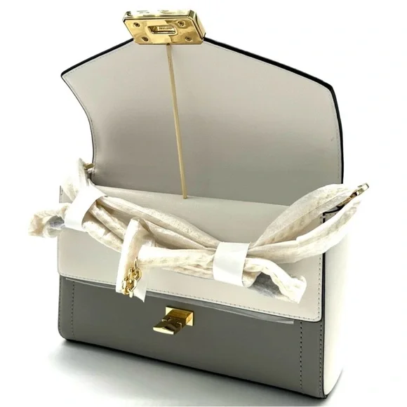 Michael Kors Kinsley Medium shoulder Flap Crossbody Bag Optic White Multi